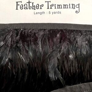NWT Black Feather Trim